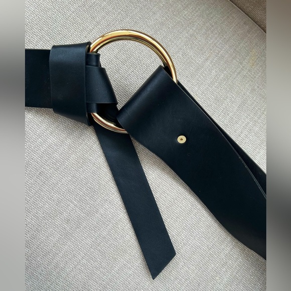 Anne Klein Synthetic Leather Black And Gold Tone Belt - Picture 4 of 5